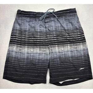 Speedo Swim Trunks Mens Large Grey Black Gradient Stretch Mesh L 7784160 L
